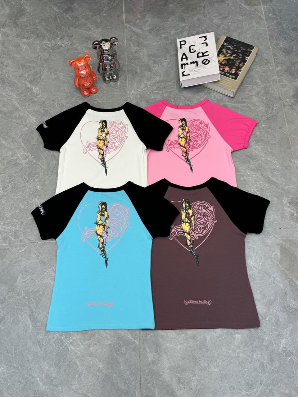 【C-House In Stock Correct Version】2026 New American Trendy Sanskrit Print Blue Contrast Raglan Short Sleeve Slim Fit