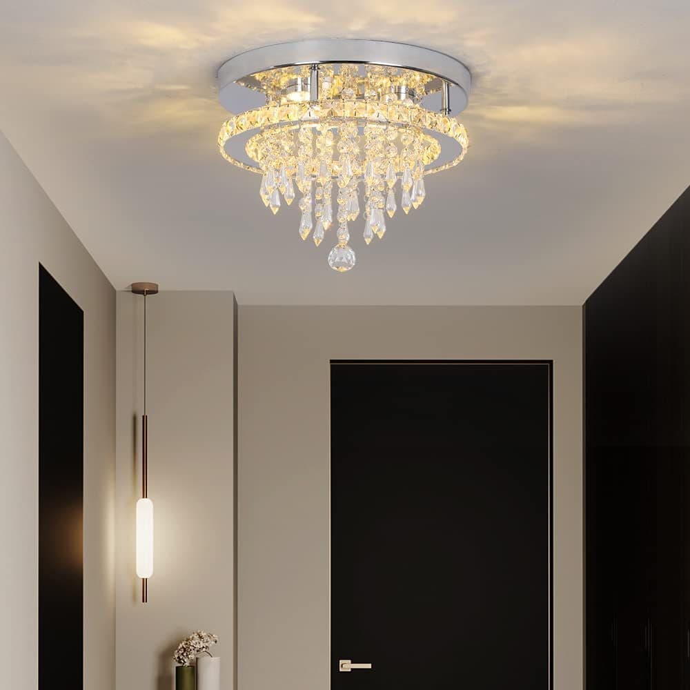 Modern Minimalist Crystal Ceiling Light Round Luxury Hallway Corridor Simple Balcony Entrance Creative Bedroom Lighting Fixtures