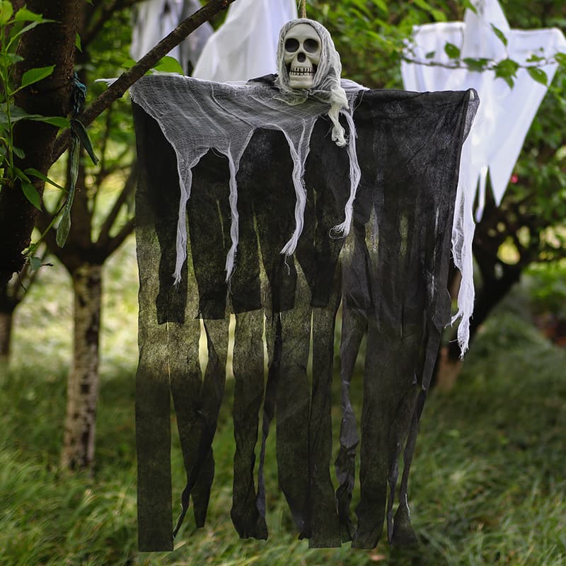 Halloween decoration hanging ghost cross-border special skull gauze ghost face haunted house entrance horror props ghost pendant