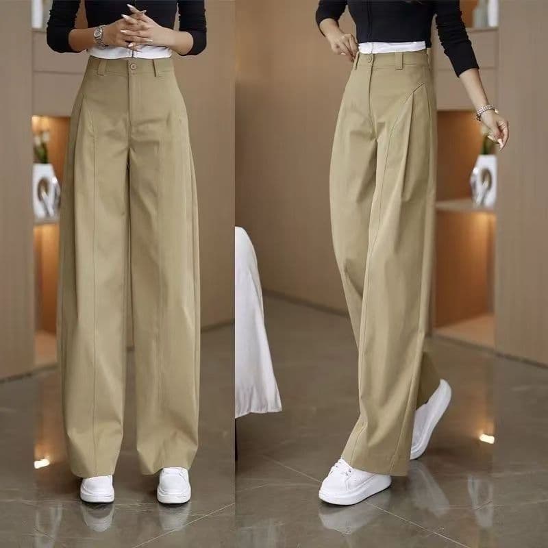 Trendy Wide Leg Pants New Rayon Cargo Pants for Women Spring Autumn Casual High Waist Loose Slimming Long Pants