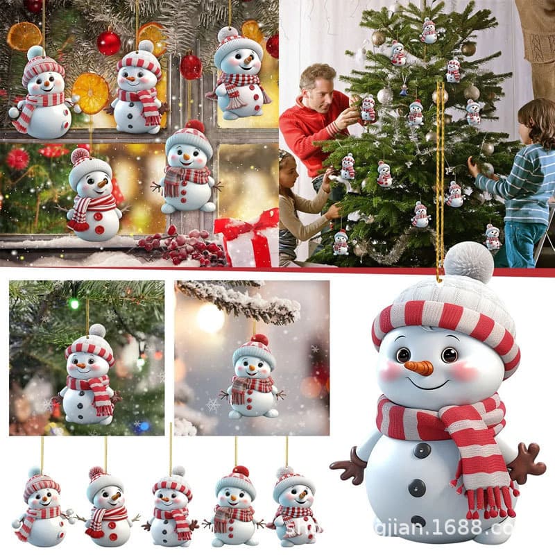 New cross-border Christmas acrylic snowman car pendant, acrylic ornament.