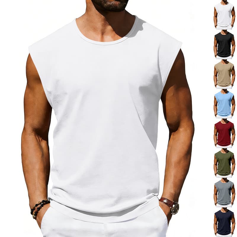 Cross-border European and American sleeveless t-shirt men's sports vest loose casual waistcoat trendy training gym vest wholesale men