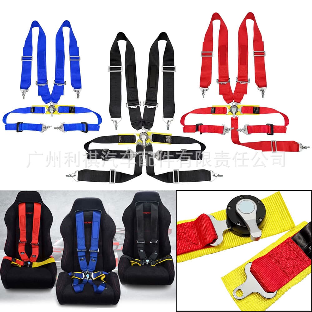 Racing Seat Belt Modification 4/5/6-Point Adjustable Quick Release Seat Belt Shoulder Pad Red Blue