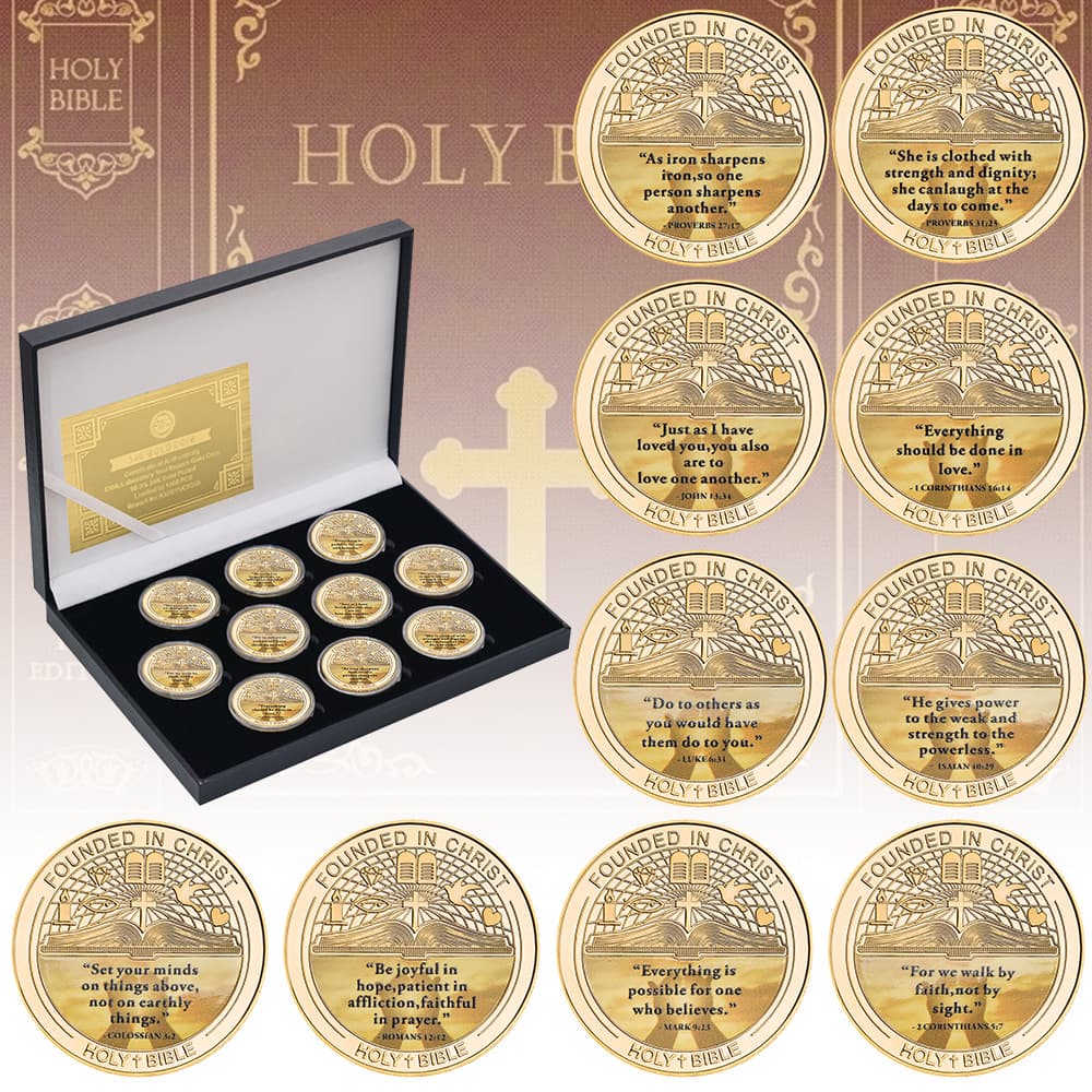 Bible commemorative coin metal badge collection gift commemorative medal gift box graduation