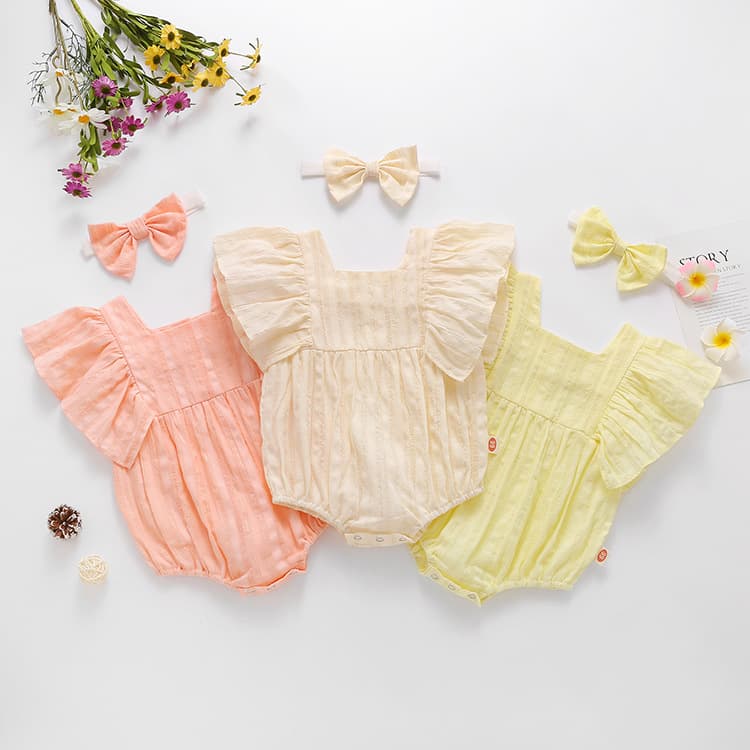 Summer Baby Romper Two-Piece Set Korean Style Cotton Triangle Crawling Suit Baby Bodysuit Short Sleeve Comfortable Soft Cotton