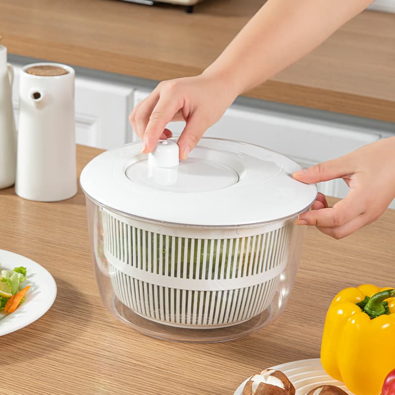 Vegetable Dehydrator Manual Salad Spinner Kitchen Drying Basket Large Capacity Colander Fruit Basket