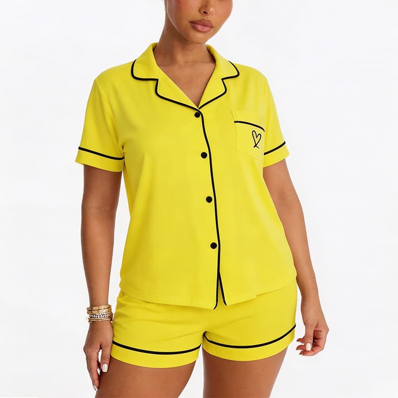 Cross-border Women's Summer Modal-like Casual Simple Short Sleeve Shorts Two-Piece Set Homewear Pyjamas