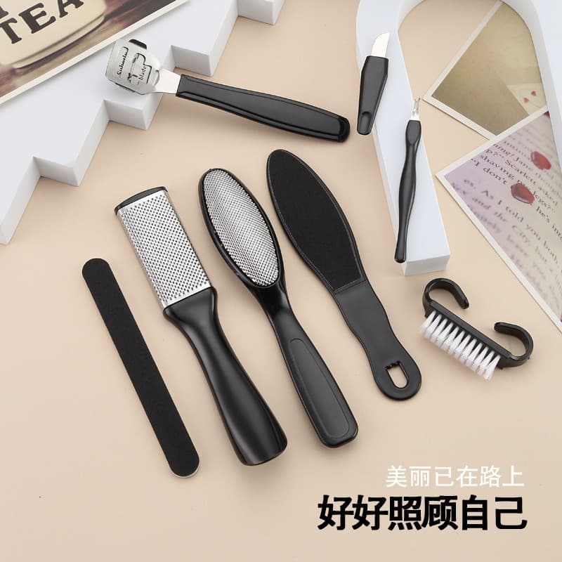 Foot File Callus Remover Scraper for Dead Skin, Heel Crack Treatment, Pedicure Tool Kit 10-Piece Set