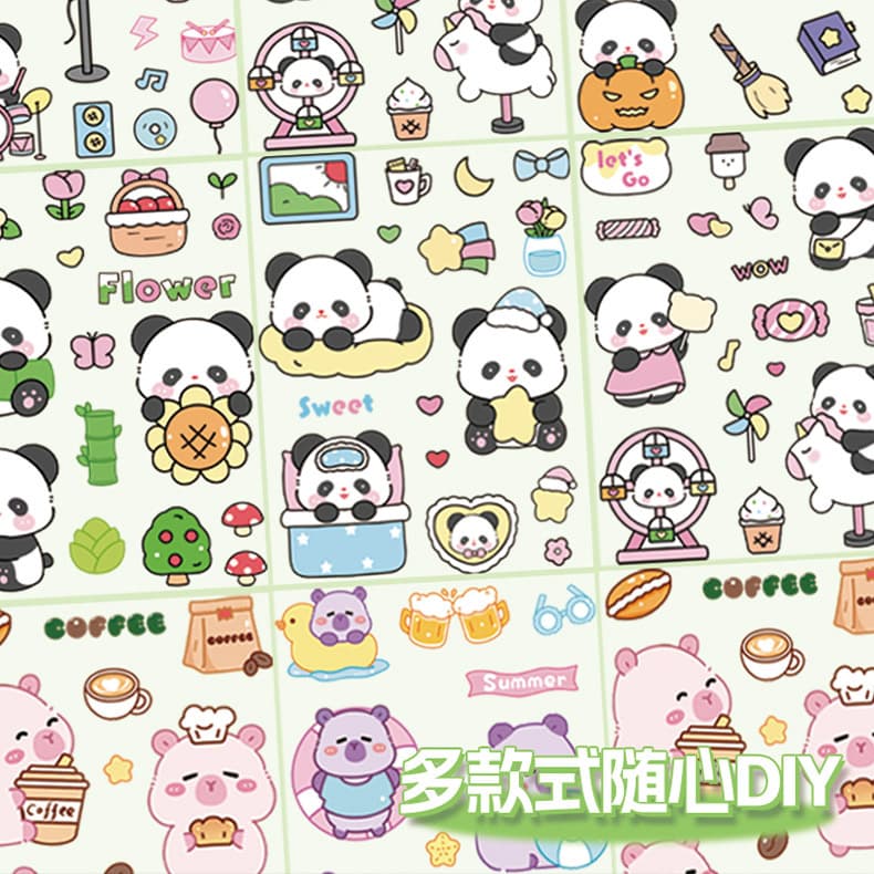 Cute Panda Cartoon Sticker, Adorable Bear Design for DIY Waterproof Phone Case and Notebook Large Decals