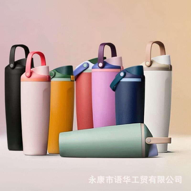 Portable Stainless Steel Fruit Water Cup Double Sided Sports Insulated Thermos Creative Bouncing Water Bottle for Men