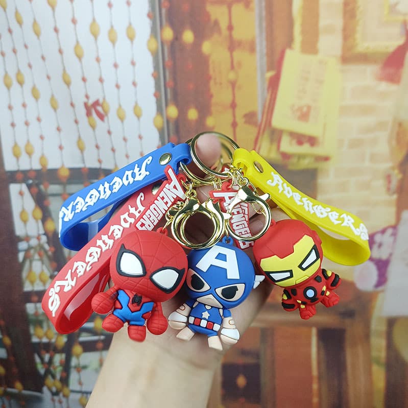 Cross-border Marvel Avengers Spider-Man Car Keychain Iron Man Captain America Couple Bag Charm