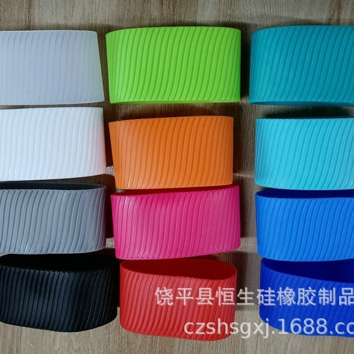 8cm Large Straight Twill Glass Water Cup Heat Insulation Silicone Sleeves, Creative Cup Covers, Tea Cup Protector Middle Rings