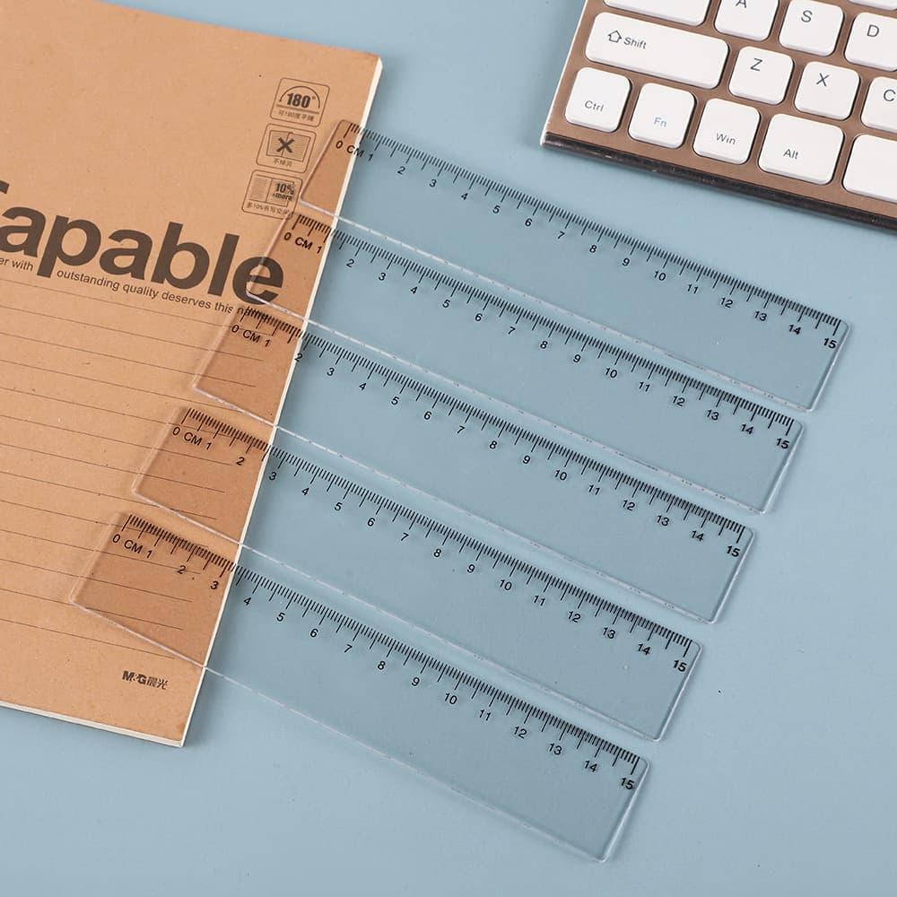 15CM Single-Sided Centimeter Fully Transparent Straight Ruler 15cm Single-Sided Scale Straight Ruler Factory Direct Sale