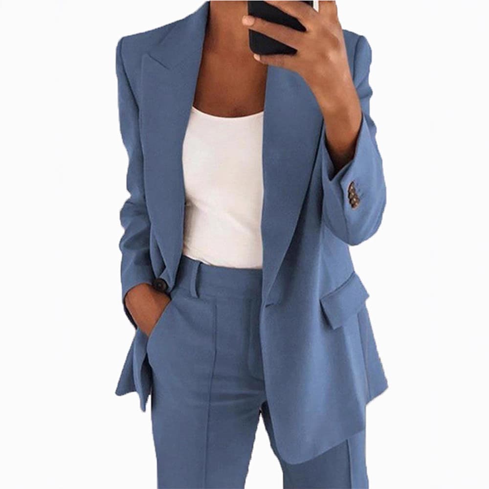 2024 Cross-Border Fall/Winter New European and American Fashion Notched Slim Cardigan Blazer Suit for Women