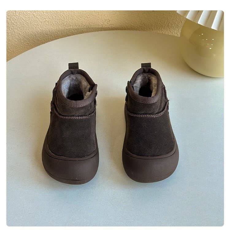 Children's Snow Boots Girls 2025 Winter New Style Boys Fleece-Lined Thickened Genuine Leather Ankle Boots Large Cotton Boots Fur-Lined