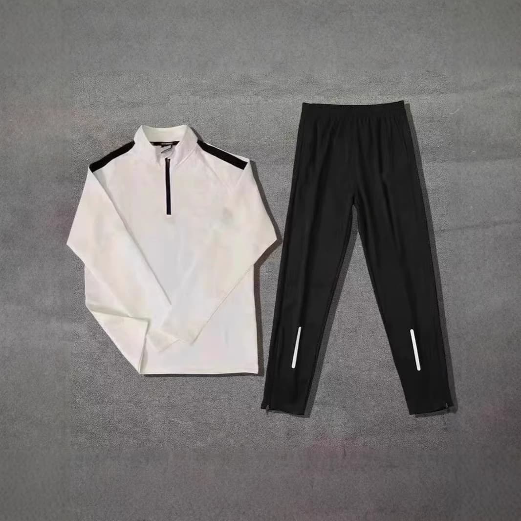 Men's Fitness Clothing Set, Thin Quick-Dry Training Wear for Spring and Autumn, Versatile Loose Fit, Stand Collar, Long Sleeve, Half-Zip Running Top