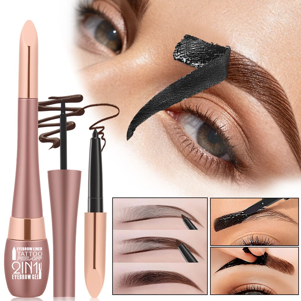 New Cross-Border QICIY Dual-Ended Peel-Off Eyebrow Gel & Pencil, Long-Lasting, Waterproof, Sweat-Proof, Peel-Off Eyebrow Gel