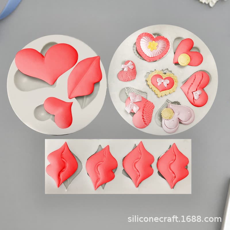 DIY Love Candle Mold Lip Baking Mold Fondant Cake Decoration Resin Mold Cookie Silicone Mold