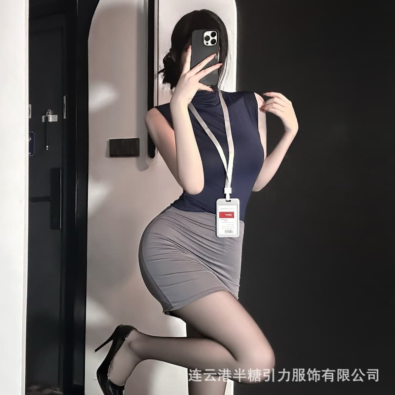 Half Sugar Gravity Yuppie Secretary Dress High Waist Stretch Slimming Professional Lingerie Sexy Sheath Skirt Women 9068