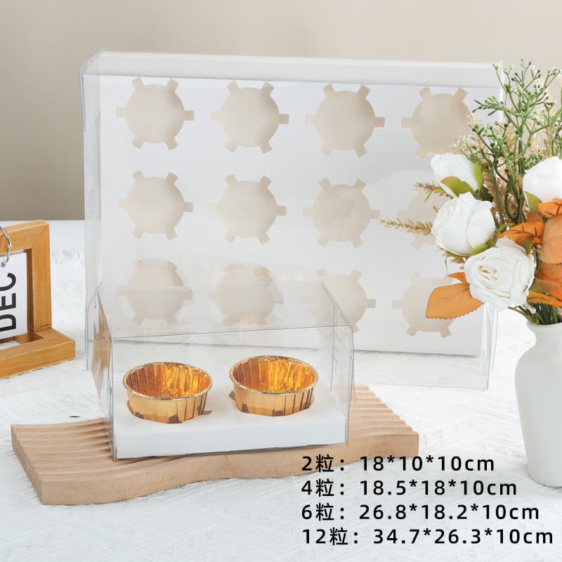 In Stock Clear Cupcake Box 4-Cup 6-Cup 12-Cup Muffin Cup Cupcake Packaging Box Wholesale