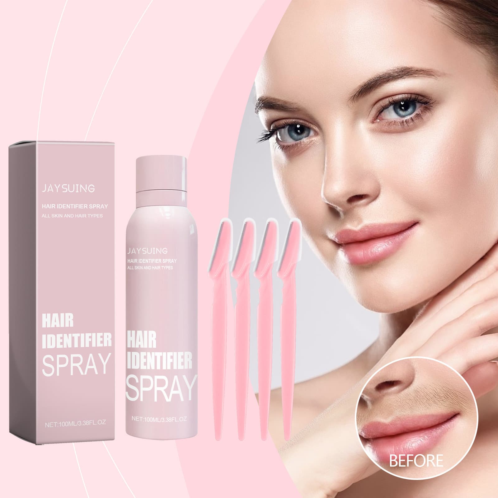 Jaysuing Facial Hair Remover Spray Gentle Hair Removal Mist for Face