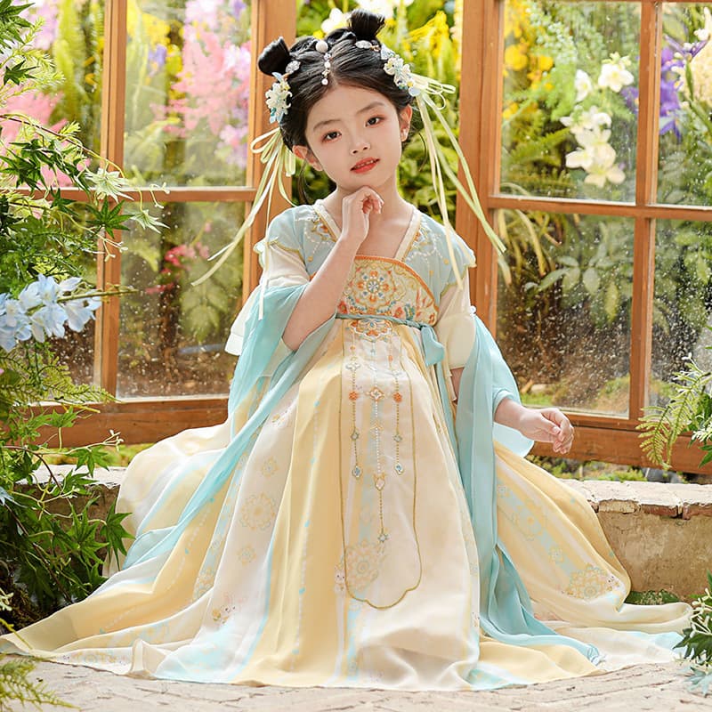 Girls' Hanfu Traditional Chinese Style Dress 2025 New Children's Ancient Style Tang Suit Princess Dress Girls' Summer Dress