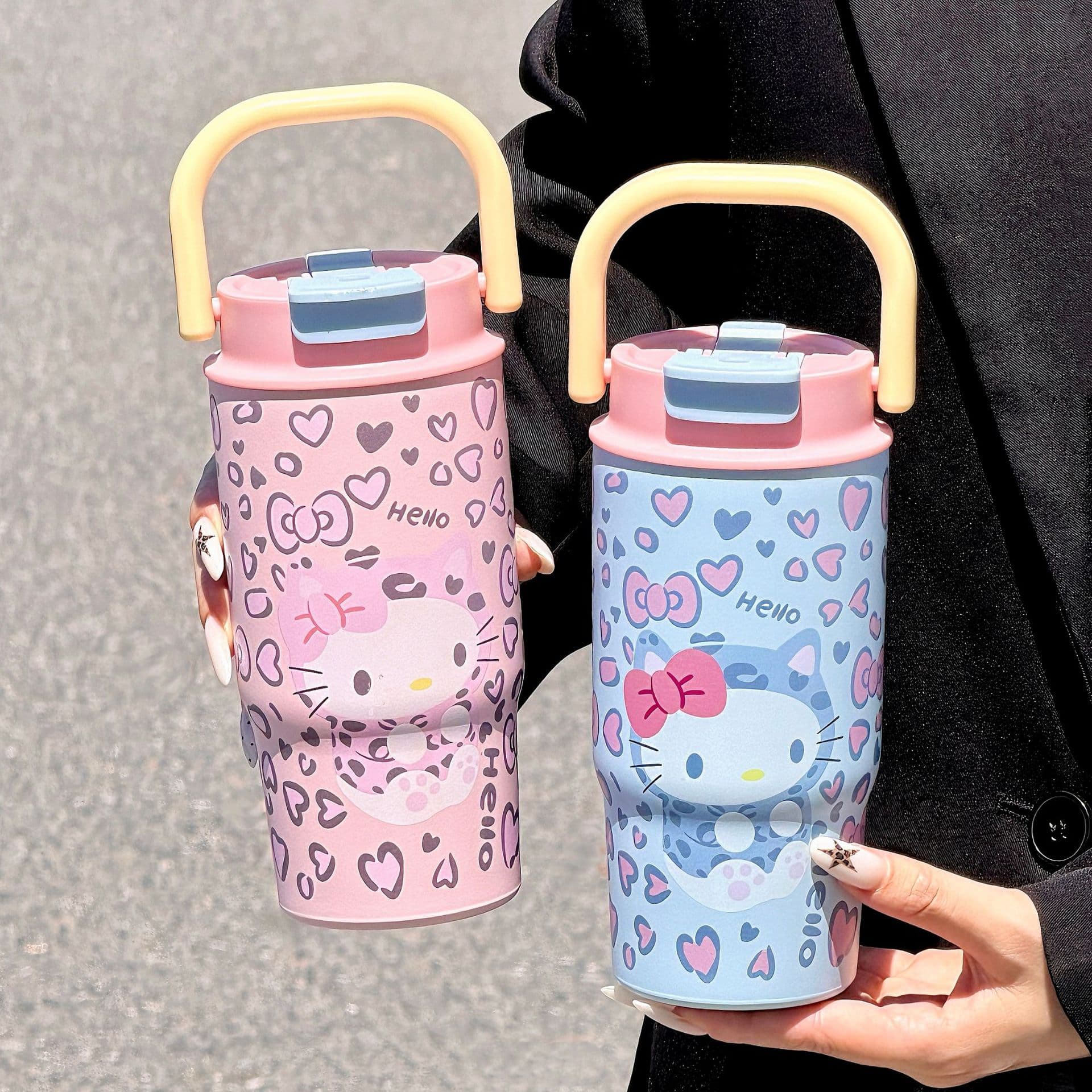 Cute thermos cup for students going to school, double drinking cup, portable portable coffee cup, girly office