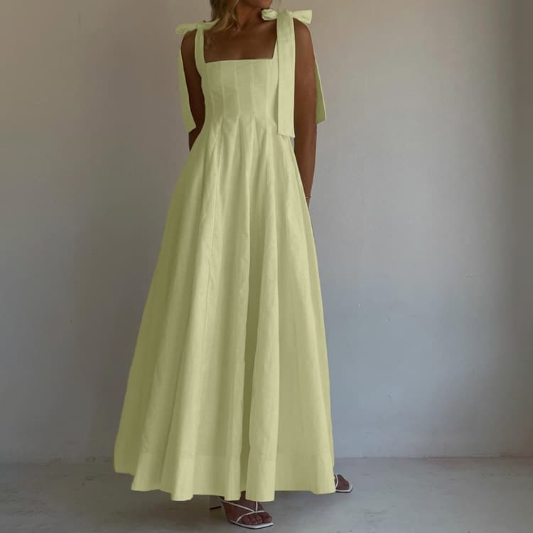 Foreign trade European and American fashionable suspender dress 2026 summer new style sleeveless square neck vest dress casual long skirt