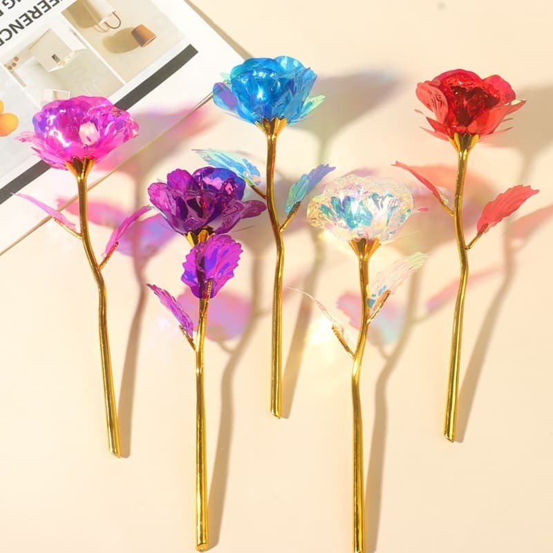18CM Gold Rose Gold Foil Rose Gold Foil Flower Rose Gift Box Women's Day Valentine's Day Gift Promotional Item