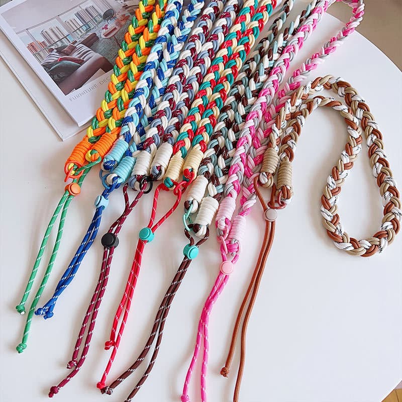 Woven Lanyard Phone Strap Long Durable Crossbody Chain Fashion Camera Non-Choking 6-Strand Phone Strap