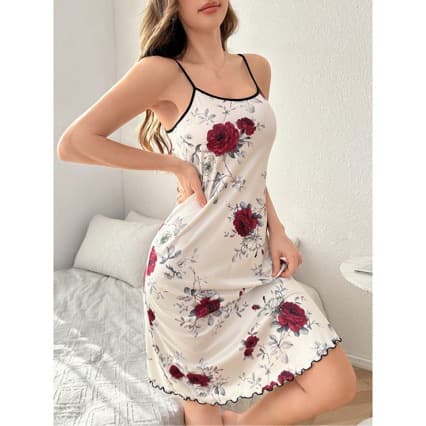 Pijama New Style Sleepwear European and American Cross-border New Casual Camisole Nightgown Floral Print Comfortable Homewear In Stock
