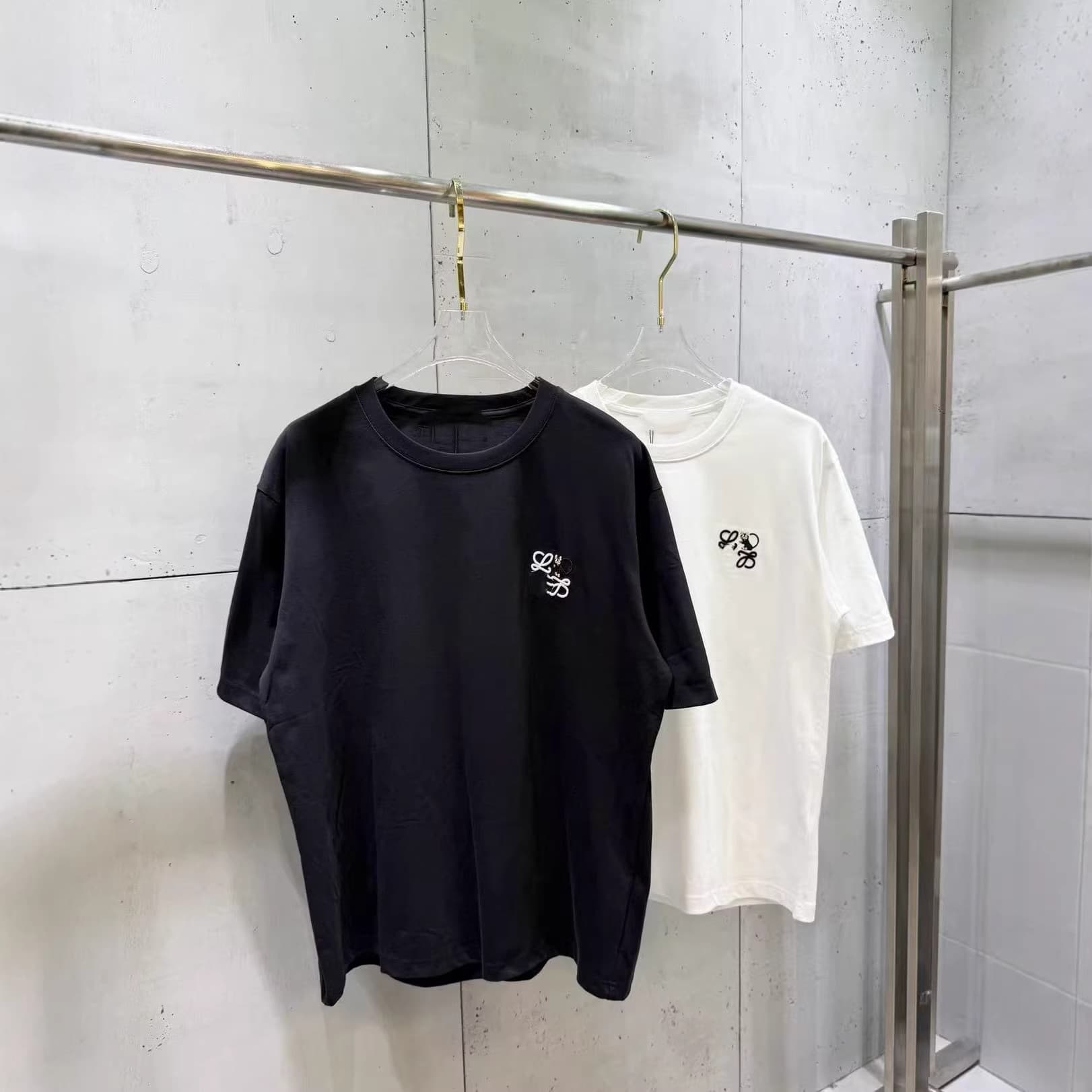 Cross-border EU Version Lowe Luo Family Iron-on Chest Mouse Logo Embroidered Short Sleeve T-Shirt for Couples Men and Women