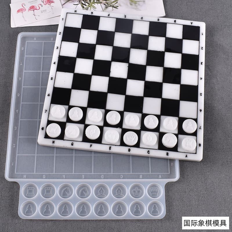 DIY Crystal Resin Molds, Square Shape, Various Fun Board Games, Chess Silicone Molds Wholesale