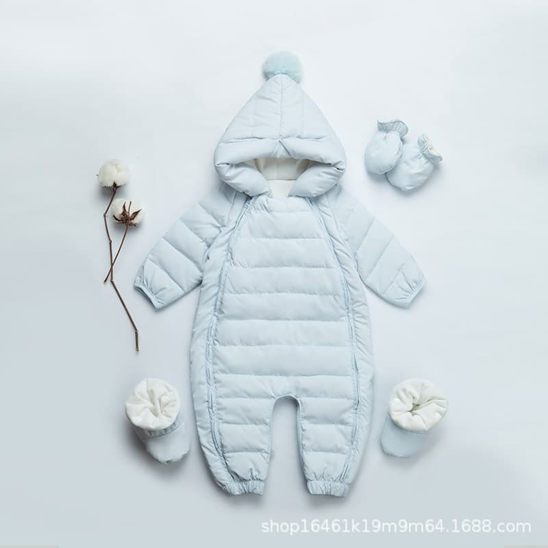 Baby down jumpsuit for men and women, winter clothes for men and women, thickened outdoor crawl clothes, winter 0-1-2 toddler clothes and clothes