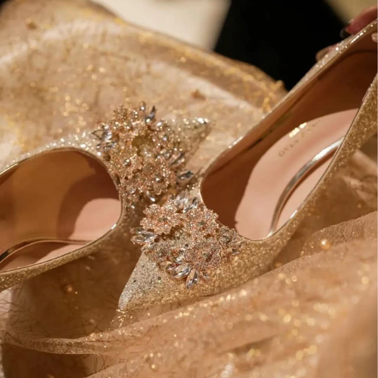 688-8 Stunning Gold Wedding Shoes for Women 2026 Early Spring Single Shoes Bridal Light Luxury High Heels