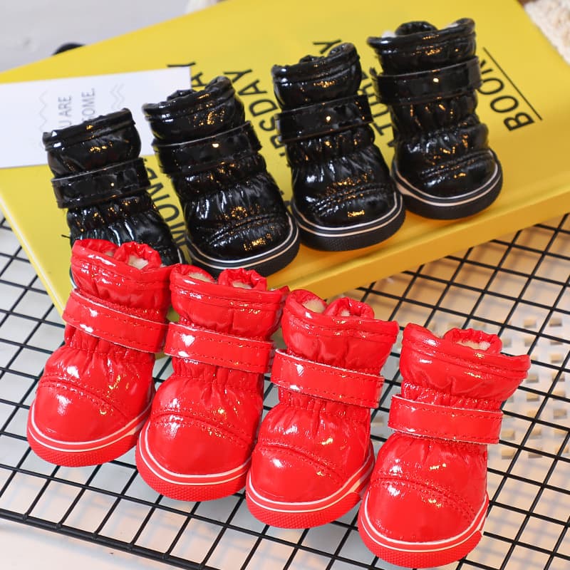 Dog Shoes, Pet Cotton Shoes, Autumn and Winter Snow Boots, 4 Warm Cotton Shoes, Pet Small Dog Bear Winter