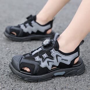 Children's Sandals Boys Toe-covered Summer New Soft Sole Anti-slip Boys Middle and Big Kids Student Boys Beach Shoes