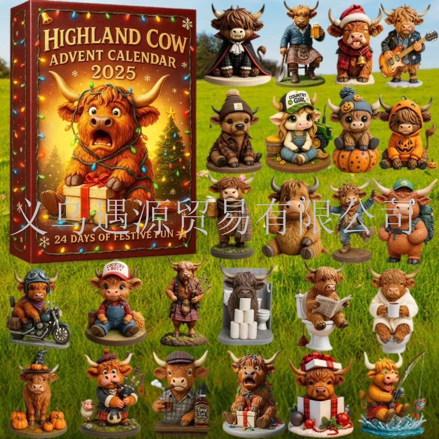 New Fun Highland Cow Advent Calendar