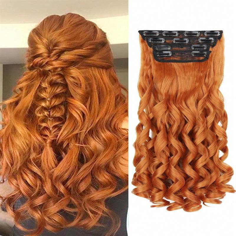 Women's Synthetic Princess Curl Long Curly Hair Extension Set, 4-Piece, Natural Roman Curl Wig