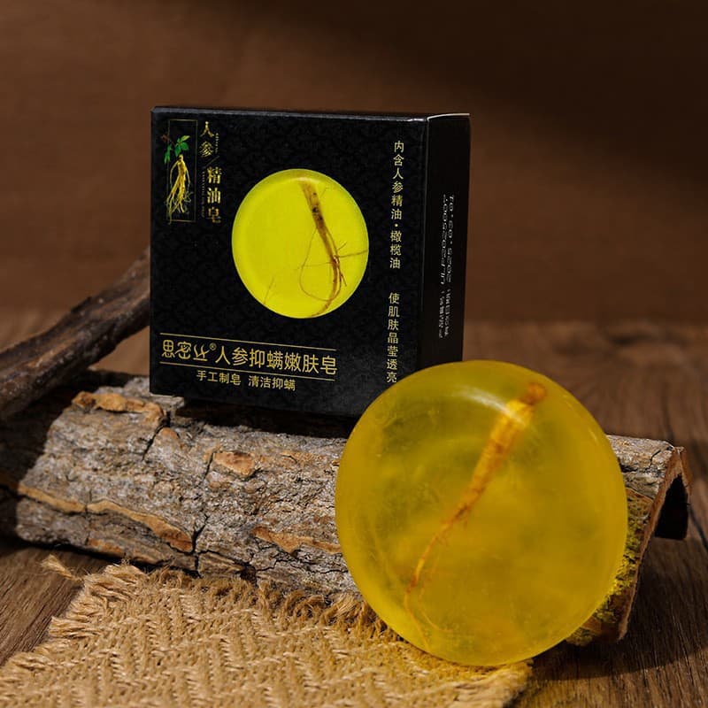 Ginseng Soap, Sophora Flavescens Handmade Essential Oil Soap, Bath Soap for Blackhead Removal and Oil Control, Men's Soap, Women's Body and Face Wash Soap