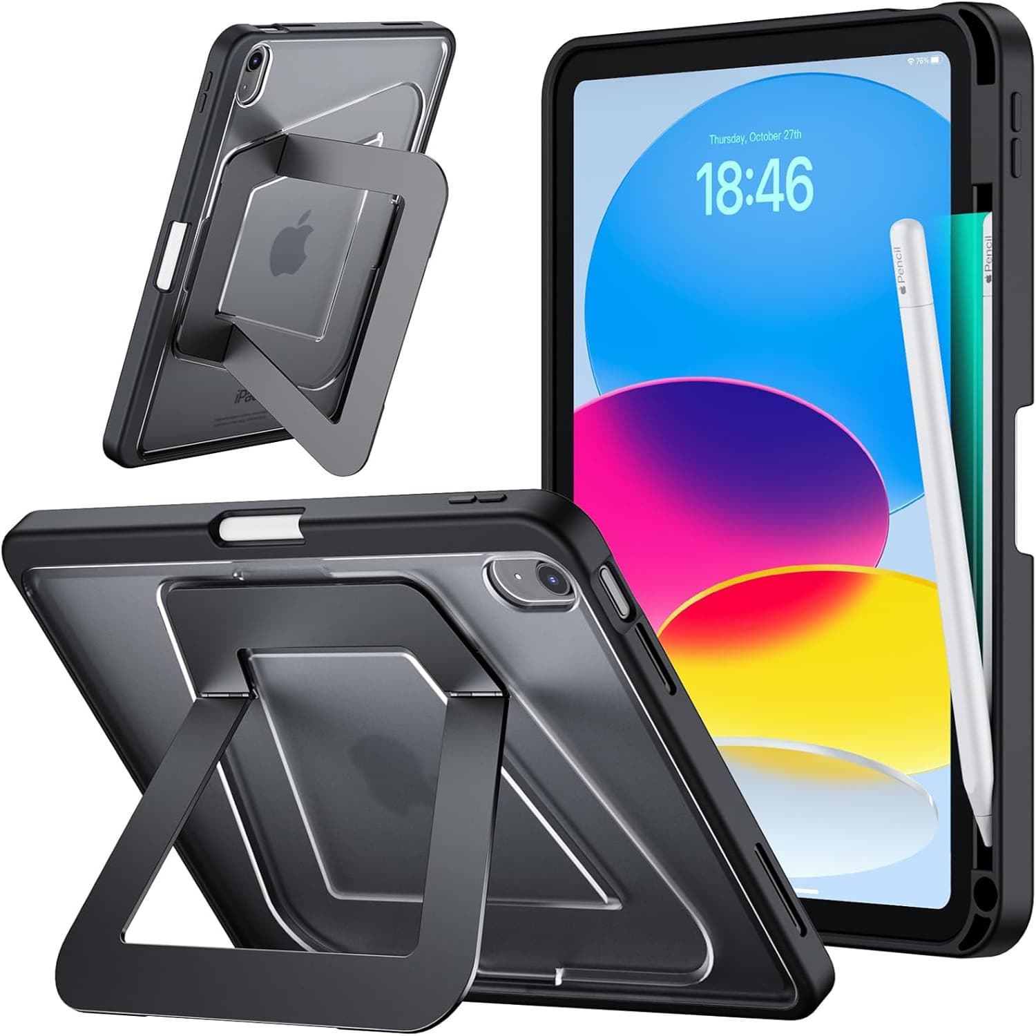 Compatible with iPad Air 5/Air 4 Pivot Stand Protective Case, iPad A16 Tablet Case