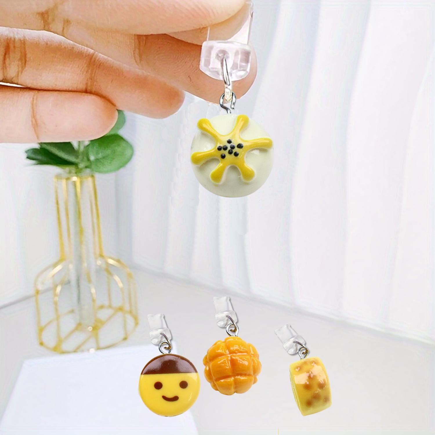 Amazon Resin Simulation Food Toy Flower Roll Bun Ham Sausage Bun Phone Charm Dust Plug AliExpress Portable