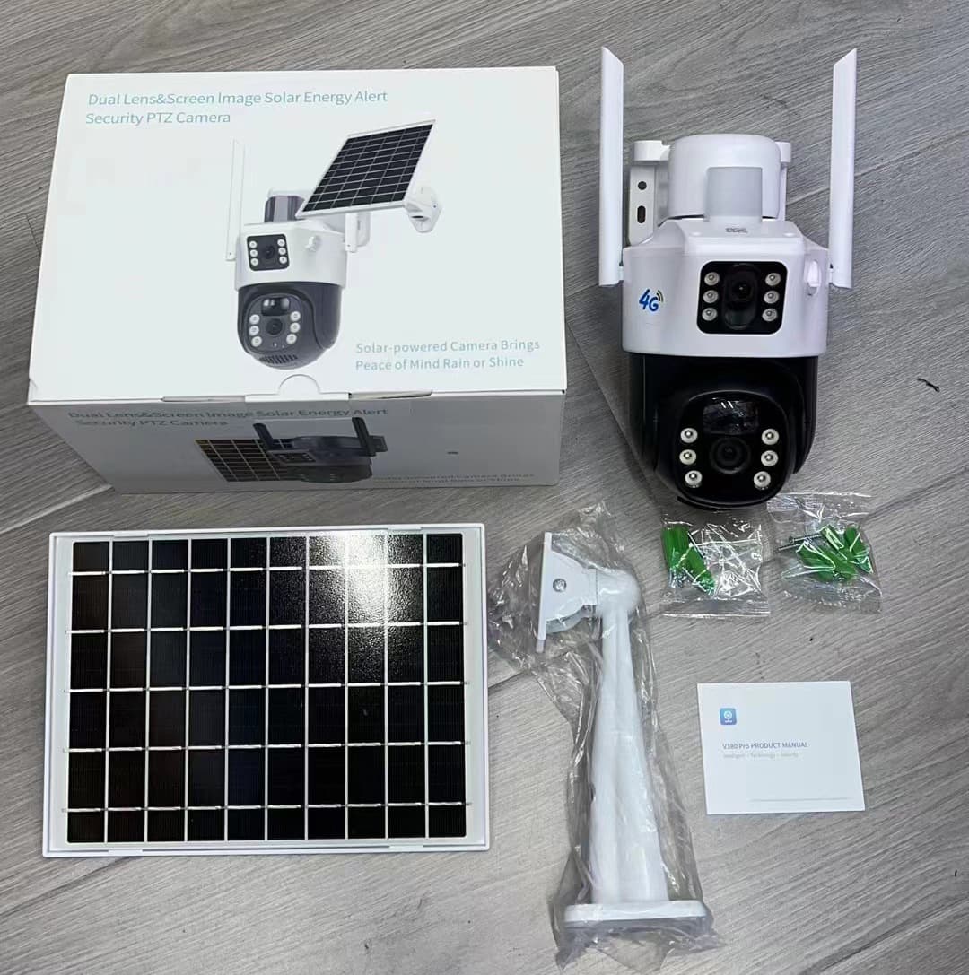 Free Shipping Cross-border 4G Camera Dual Lens V380 Pro Solar Powered Wireless Security Surveillance WiFi