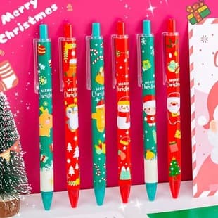 Cartoon Retractable Pen, Reindeer Snowy Cute Design, Smooth Non-Breaking Ink, Student Writing Tool, Christmas Gift Stationery Pen