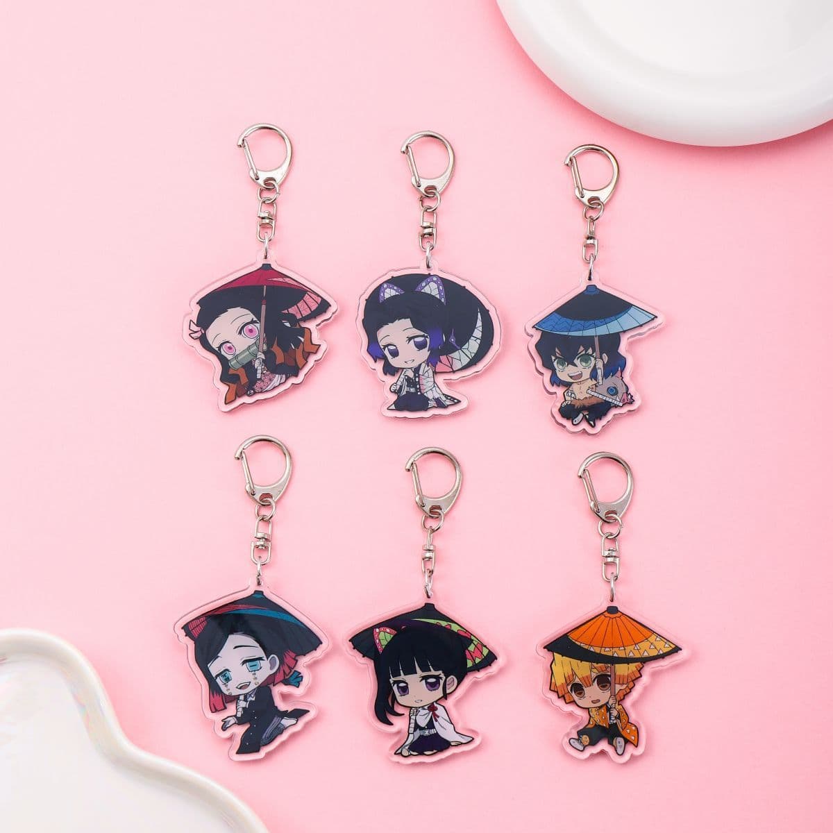Demon Slayer Cute Chibi Character Acrylic Keychain Creative Gift Pendant for Student Backpacks