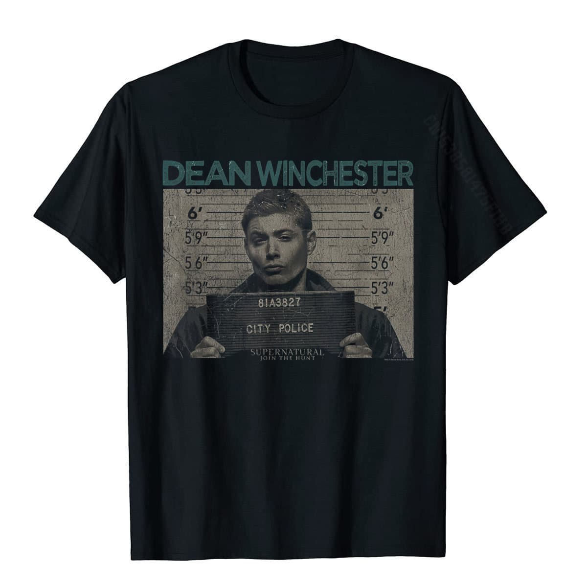 Supernatural Dean Mug Shot T-Shirt Fitted Man Tops