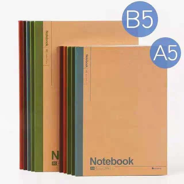 Kraft paper notebook for students, A5 B5 softcover thick notebook, flat-lying and spine-bound.