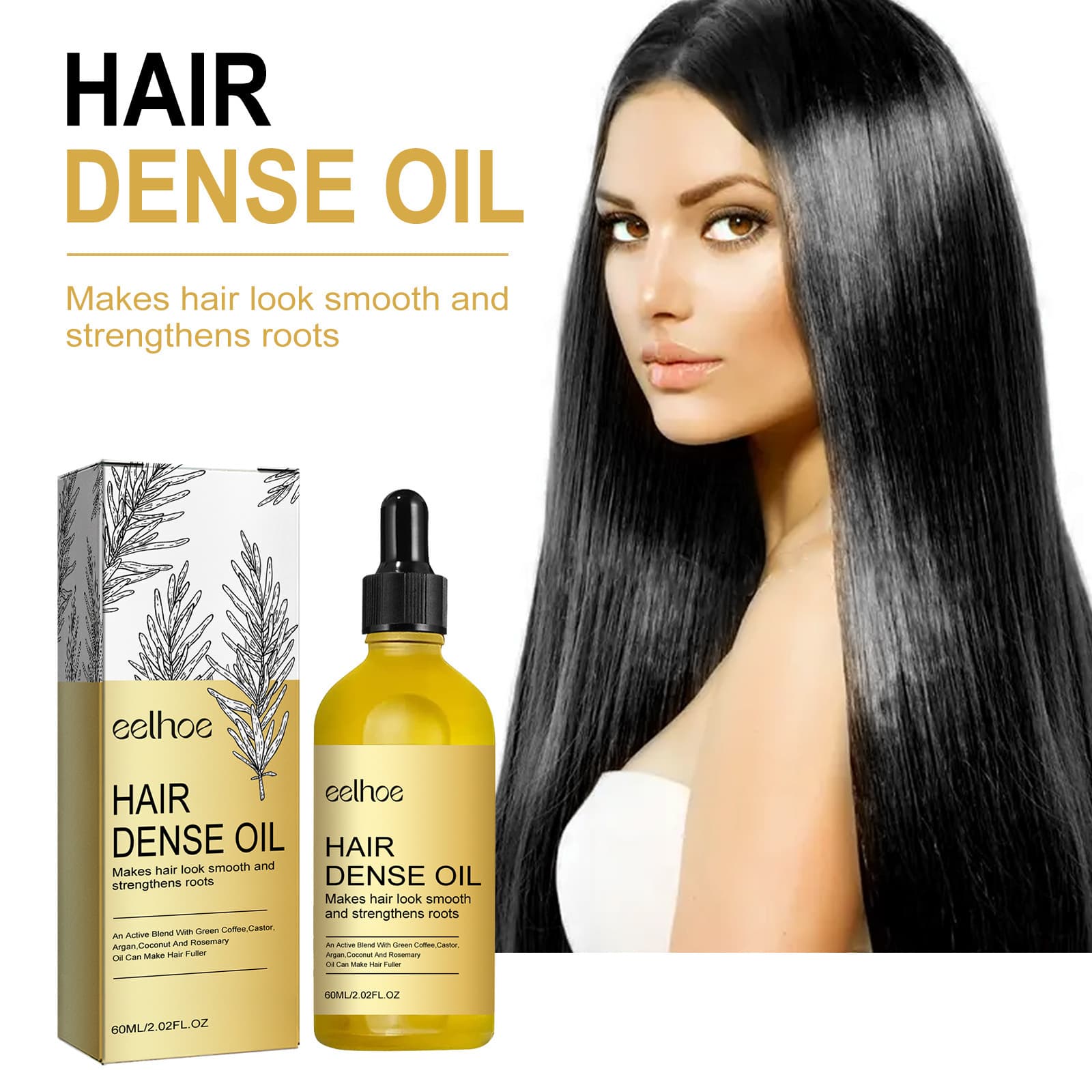 EELHOE Rosemary Hair Oil Gentle Nourishing Scalp Massage Care Volumizing Smoothing Repair Hair