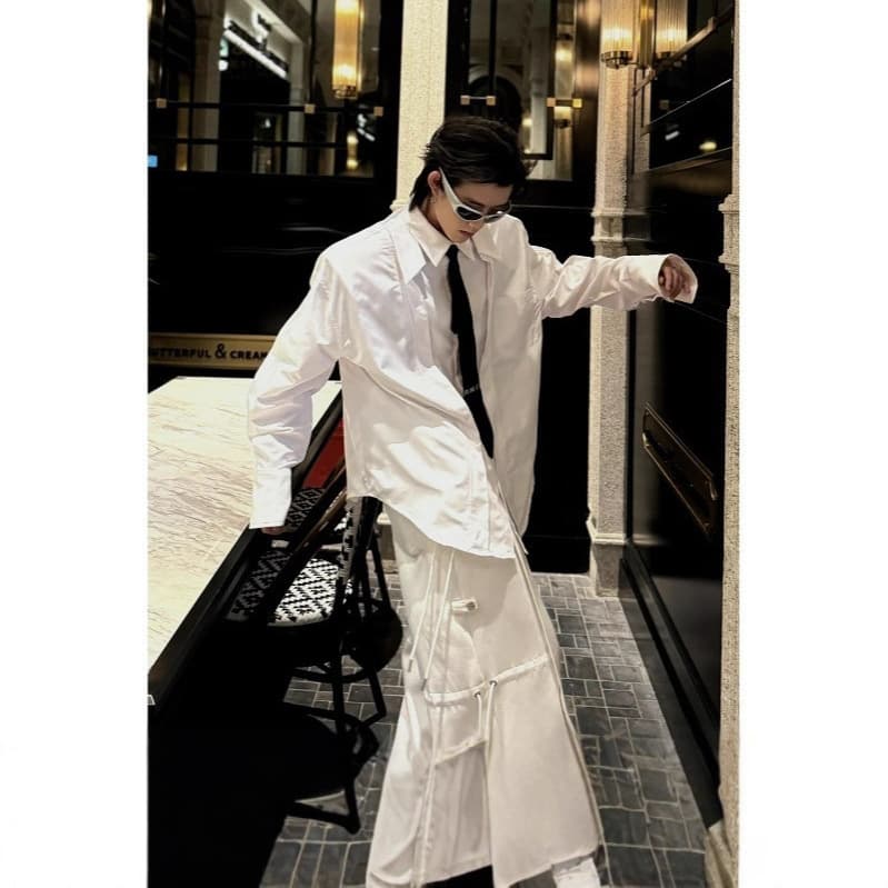 Minimalist Design Solid Color Spring/Autumn Shirt, Unisex High-End Jacket, Korean Style Versatile Turn-Down Collar Long Sleeve Blouse