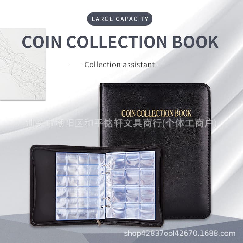 Cross-border Supply 360-grid 480g Zipper Protective Case Thickened PVC Coin Collection Album Stamp Sticker Badge Holder